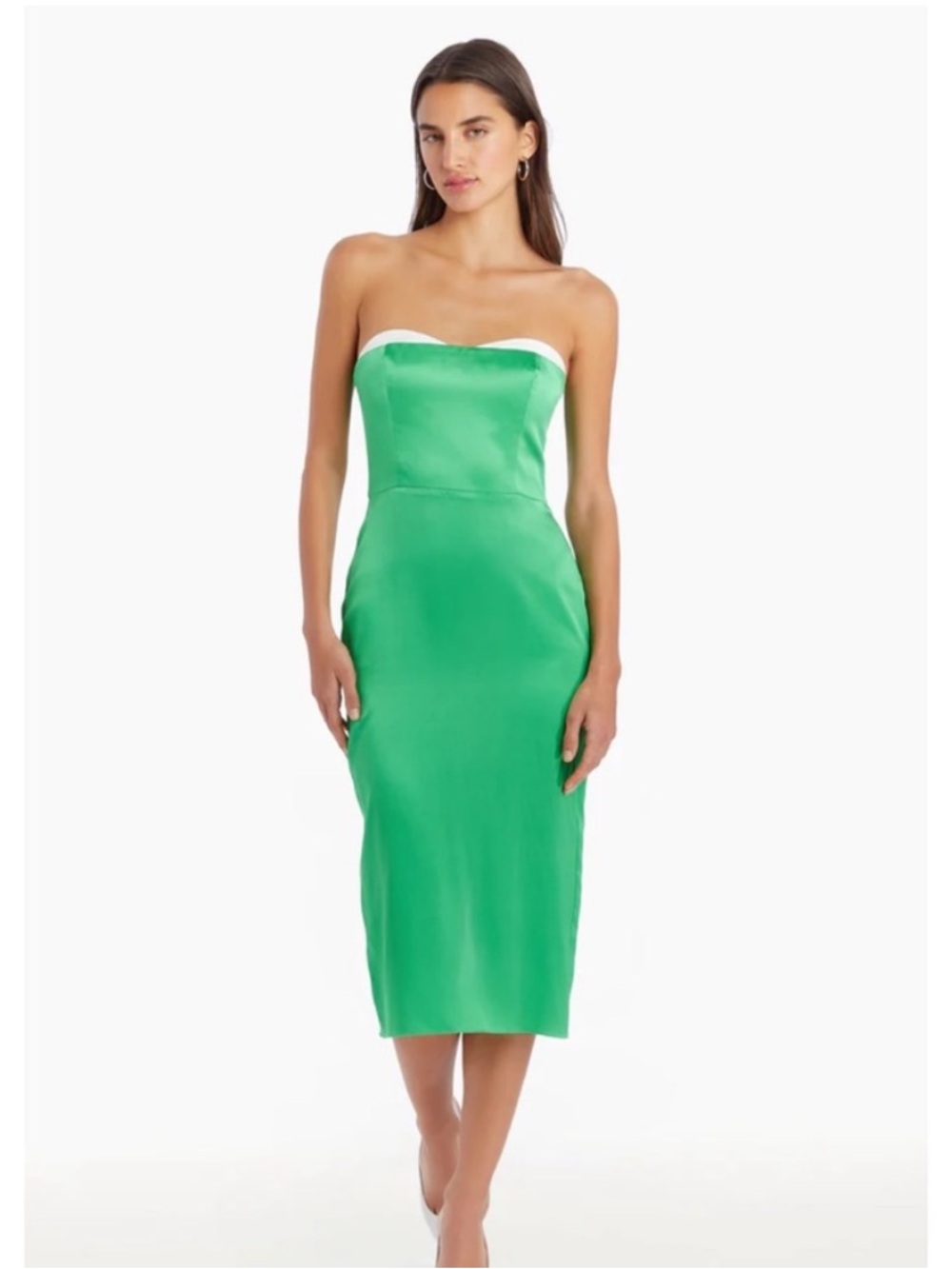 Amanda Uprichard Strapless Satin Midi Dress – Green Cocktail – Small - Picture 6 of 10